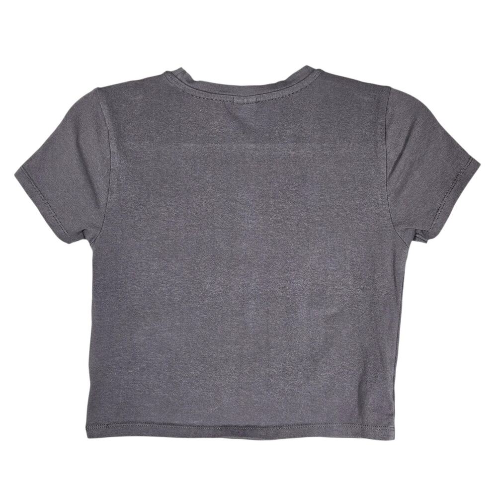 Vibe N' Cropped T-Shirt Juniors Medium Gray Live Life Loud Rock Tee Cutout - Picture 5 of 7